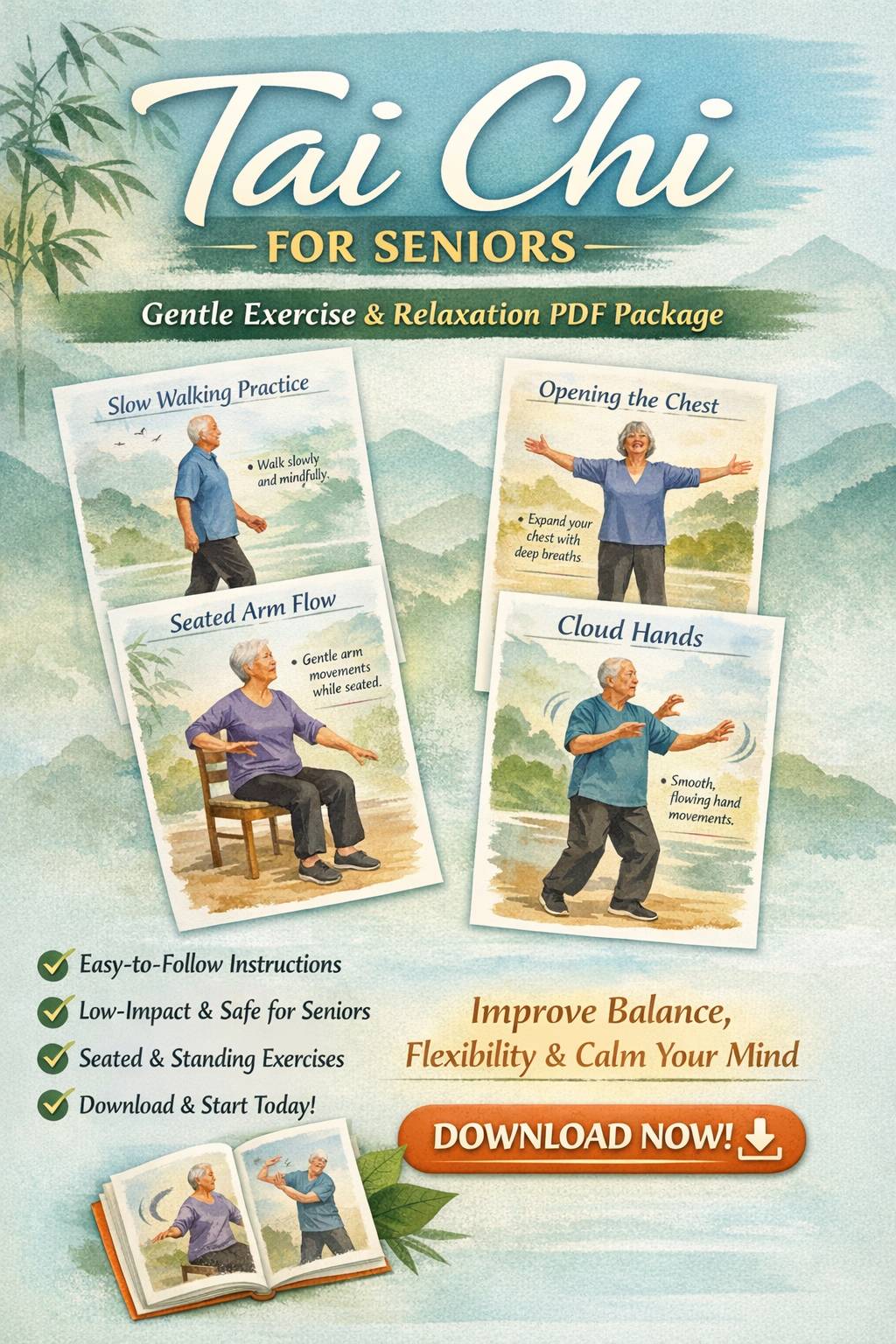 Tai Chi for Seniors: Simple Printable Low Impact Tai Chi Exercises