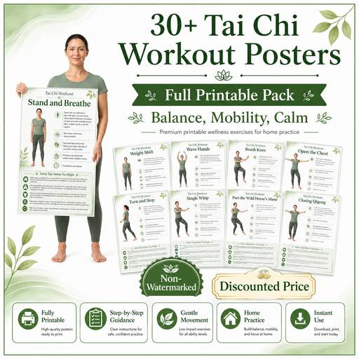 Premium Tai Chi Workout Printables: A Simple Home Routine for Balance, Mobility, and Calm