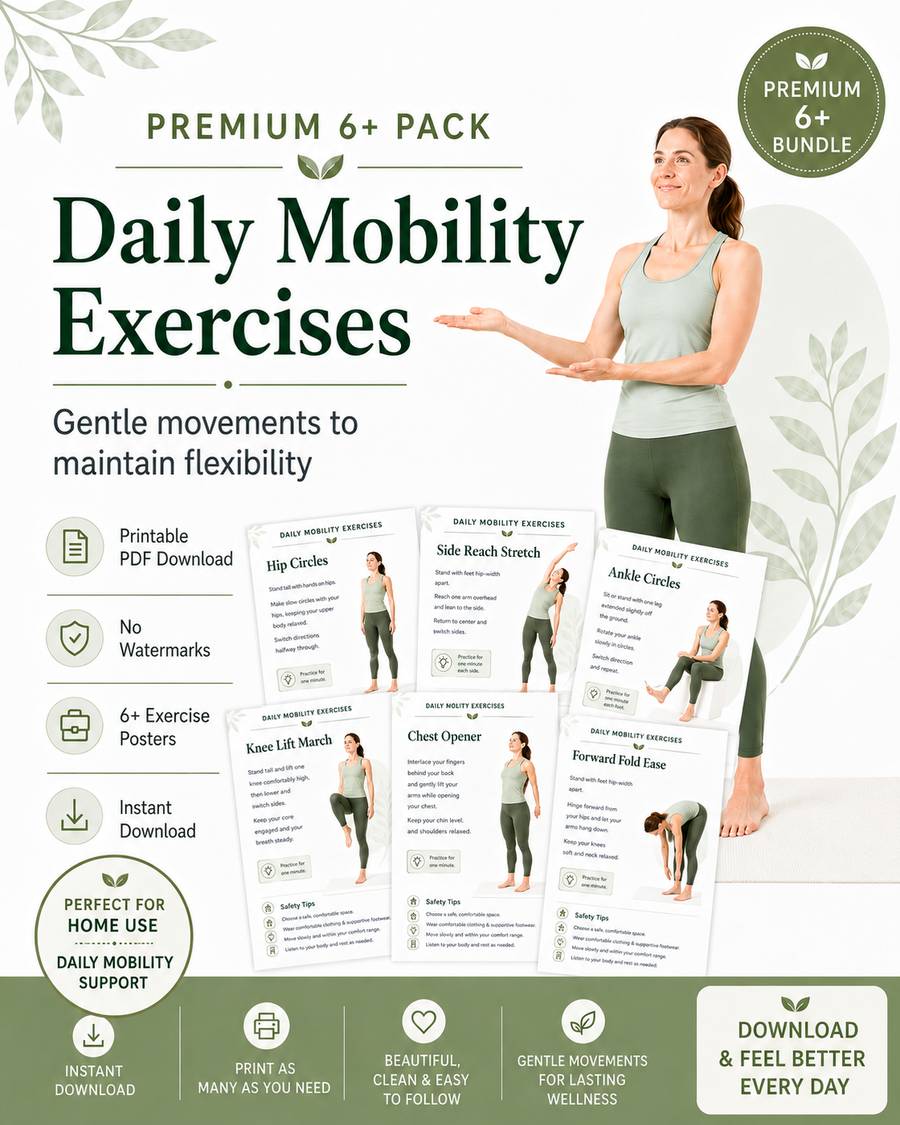 Free Daily Mobility Exercise Printables: Gentle Movements to Maintain Flexibility
