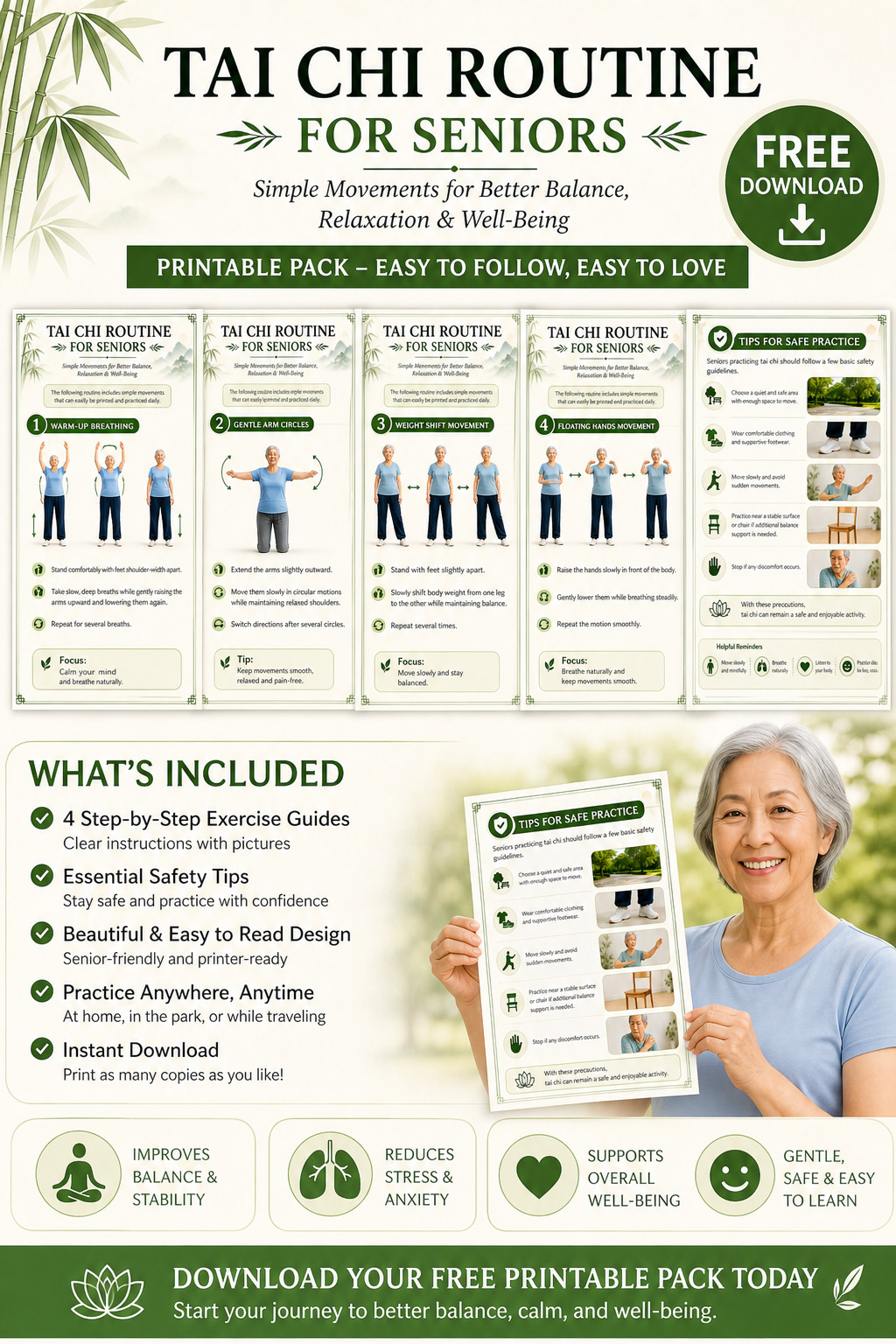 Free Printable Tai Chi Routine for Seniors